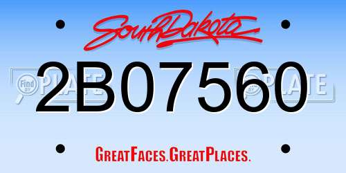 2B07560 South Dakota License Plate