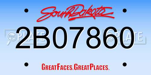 2B07860 South Dakota License Plate