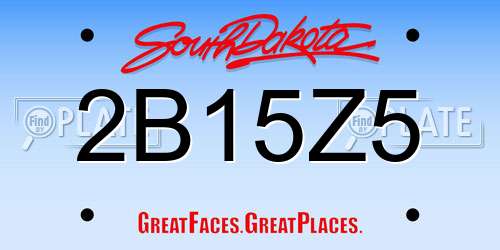 2B15Z5 South Dakota License Plate