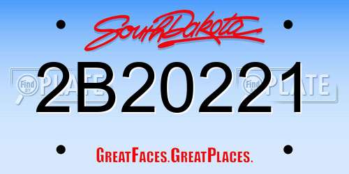 2B20221 South Dakota License Plate