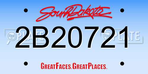 2B20721 South Dakota License Plate