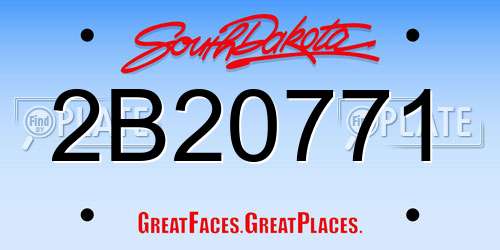 2B20771 South Dakota License Plate