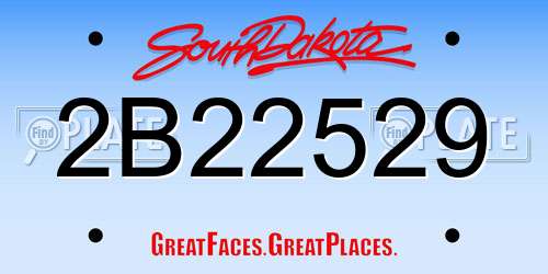 2B22529 South Dakota License Plate