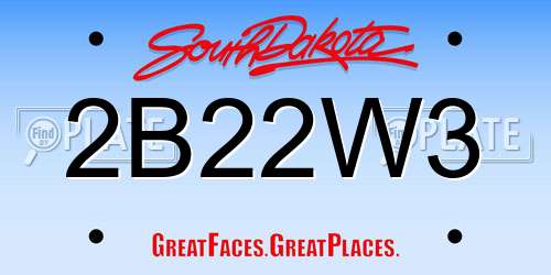 2B22W3 South Dakota License Plate