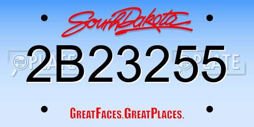 2B23255 South Dakota License Plate