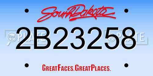 2B23258 South Dakota License Plate