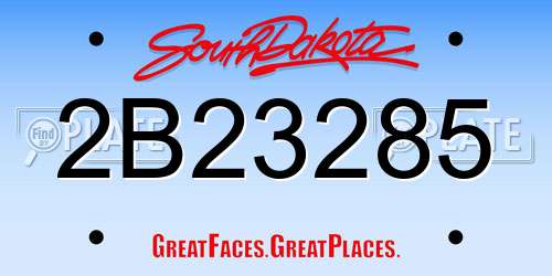 2B23285 South Dakota License Plate
