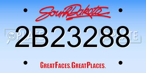 2B23288 South Dakota License Plate