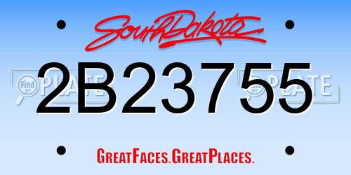 2B23755 South Dakota License Plate