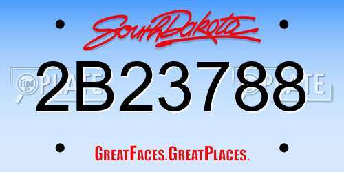 2B23788 South Dakota License Plate