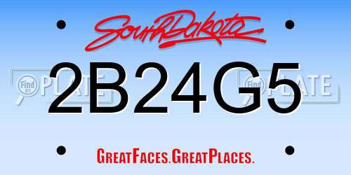 2B24G5 South Dakota License Plate