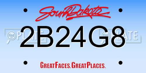2B24G8 South Dakota License Plate