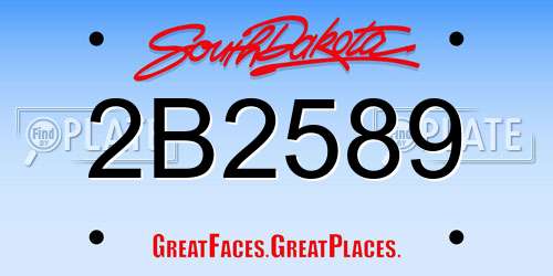 2B2589 South Dakota License Plate