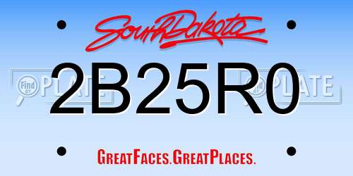 2B25R0 South Dakota License Plate