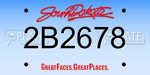 2B2678 South Dakota License Plate
