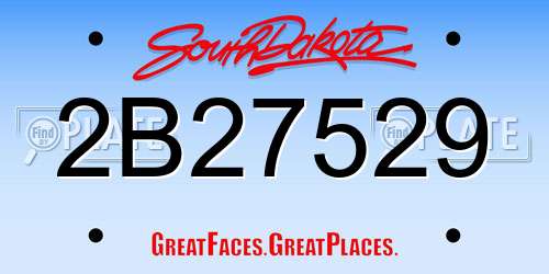 2B27529 South Dakota License Plate