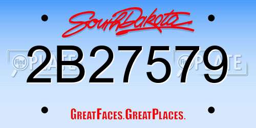 2B27579 South Dakota License Plate