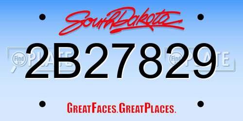 2B27829 South Dakota License Plate