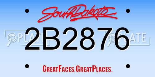 2B2876 South Dakota License Plate