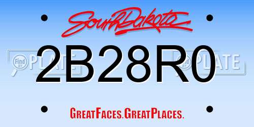 2B28R0 South Dakota License Plate