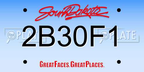 2B30F1 South Dakota License Plate