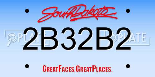 2B32B2 South Dakota License Plate