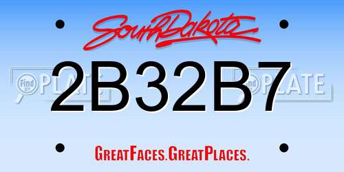 2B32B7 South Dakota License Plate