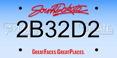 2B32D2 South Dakota License Plate