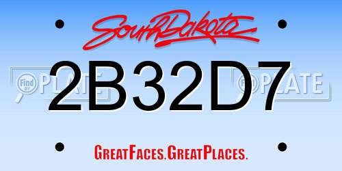 2B32D7 South Dakota License Plate