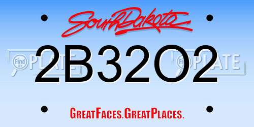 2B32O2 South Dakota License Plate