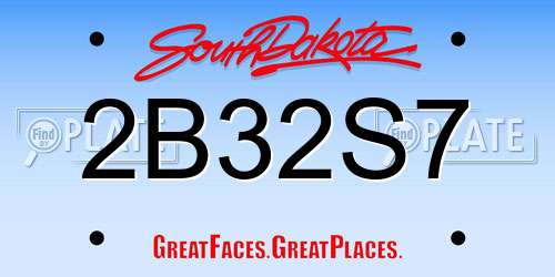 2B32S7 South Dakota License Plate