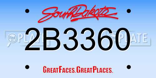 2B3360 South Dakota License Plate