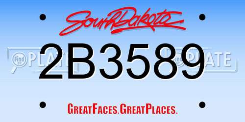 2B3589 South Dakota License Plate