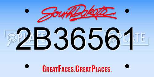 2B36561 South Dakota License Plate