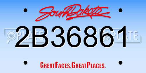 2B36861 South Dakota License Plate