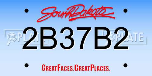 2B37B2 South Dakota License Plate