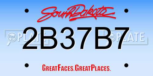 2B37B7 South Dakota License Plate