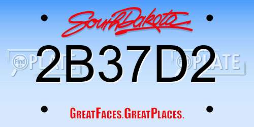 2B37D2 South Dakota License Plate