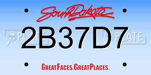 2B37D7 South Dakota License Plate