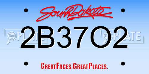 2B37O2 South Dakota License Plate