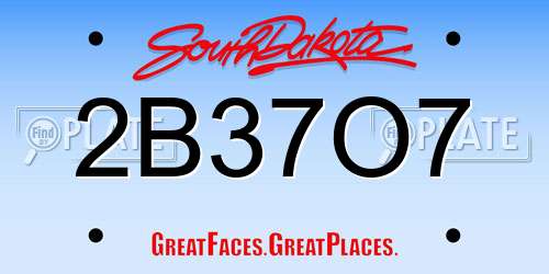 2B37O7 South Dakota License Plate