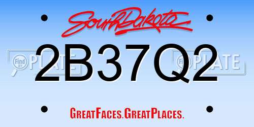 2B37Q2 South Dakota License Plate