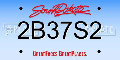 2B37S2 South Dakota License Plate