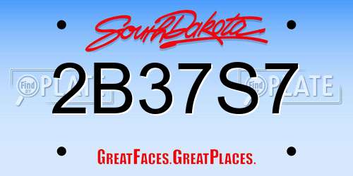 2B37S7 South Dakota License Plate
