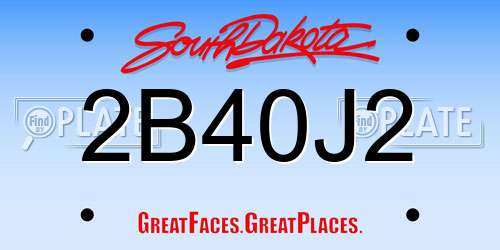 2B40J2 South Dakota License Plate