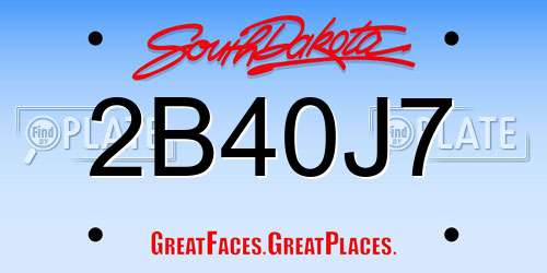 2B40J7 South Dakota License Plate