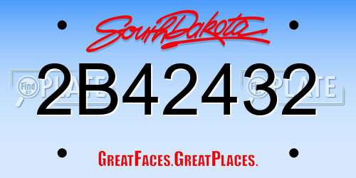 2B42432 South Dakota License Plate