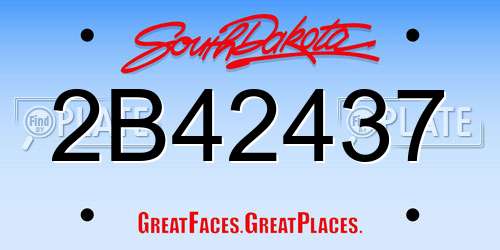 2B42437 South Dakota License Plate