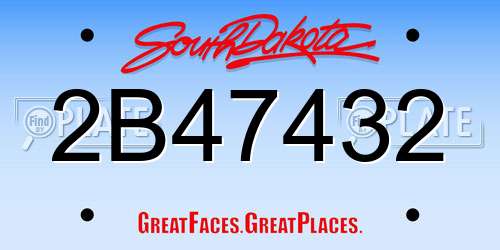 2B47432 South Dakota License Plate