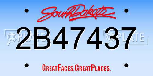 2B47437 South Dakota License Plate